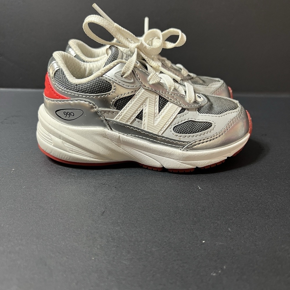 New Balance 990v6 Shoes Toddler Size 8 Silver Red Running Sneakers IC990DT6